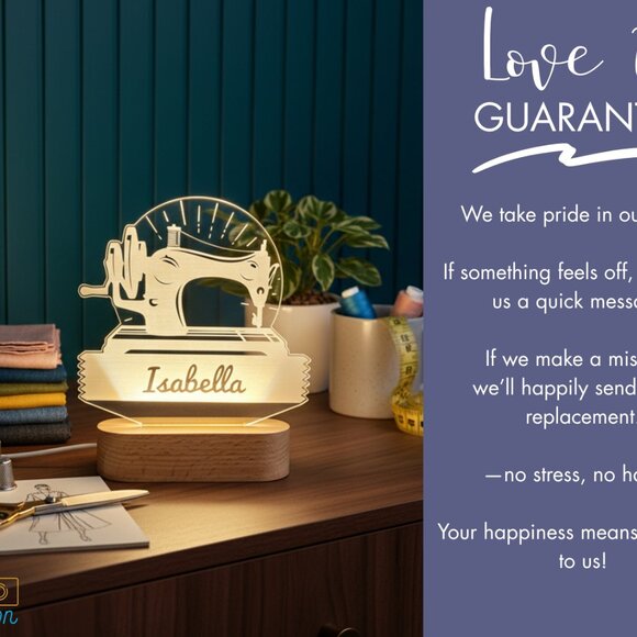 Sewing Machine Custom Name Light • Personalized LED Cloud Decor • Kids Gift - Picture 6 of 8